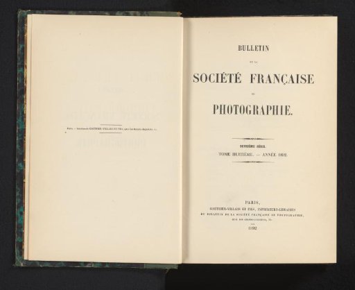 Bulletin de la Société française de photographie. Second series. Volume eight - year 1892