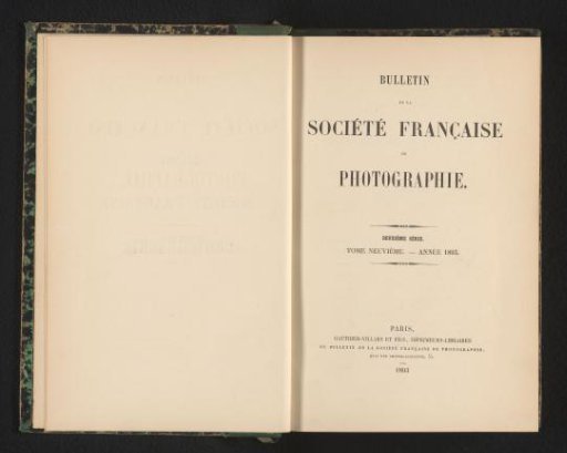 Bulletin de la Société française de photographie. Second series. Volume ninth - year 1893