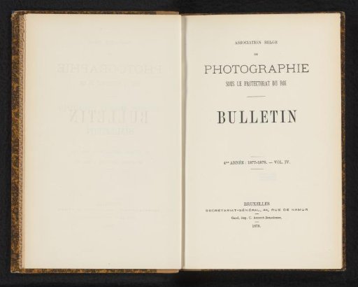 Association belge de photographie bulletin 4th year: 1877-1878