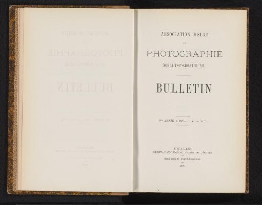 Association belge de photographie bulletin 8th year: 1881