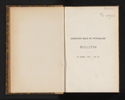 Association belge de photographie bulletin 9th year: 1882