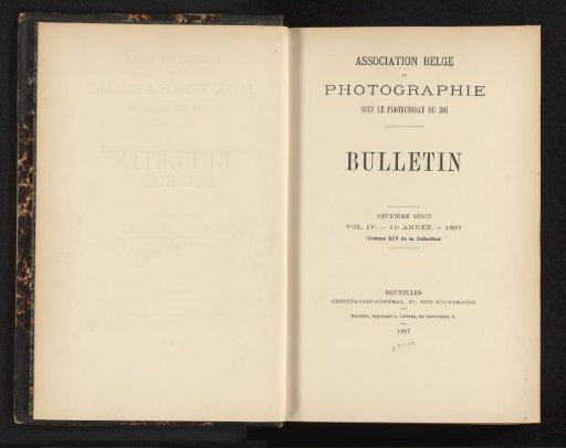 Association belge de photographie bulletin 14th year: 1887