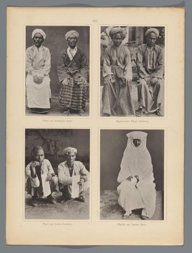 Four portraits of pilgrims from the Dutch East Indies, at Jeddah