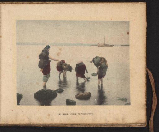 Three unknown women looking for fish