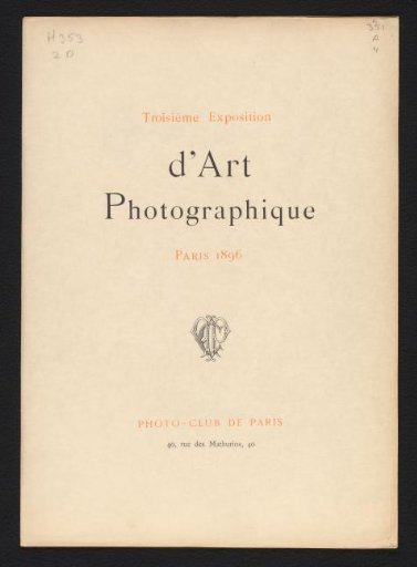 Third Exhibition of Photographic Art, Paris 1896