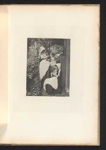 Two women, one with needlework and the other with a letter