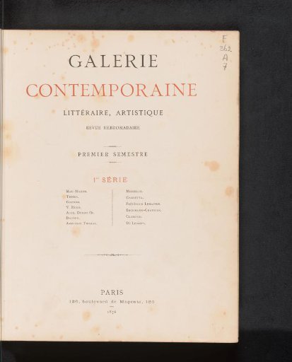Galerie contemporaine: littéraire, artistique