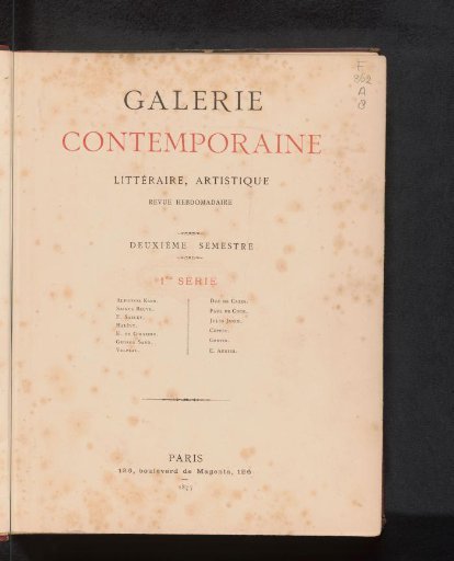 Galerie contemporaine: littéraire, artistique