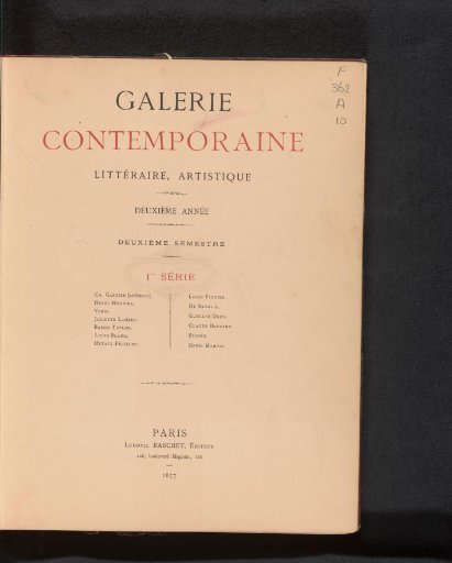 Galerie contemporaine : litteraire, artistique