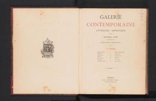 Galerie contemporaine : littéraire, artistique