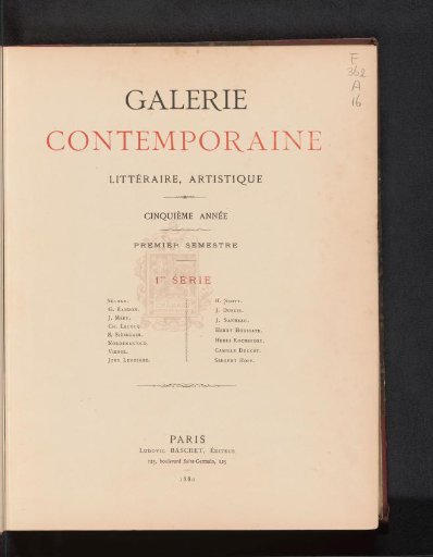 Galerie contemporaine : littéraire, artistique