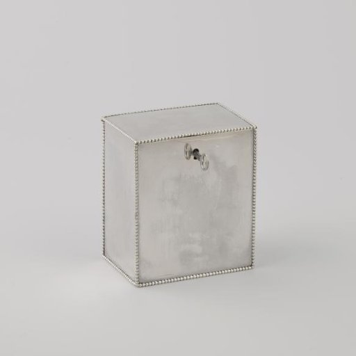 Teapot, rectangular, with pearl-edged borders
