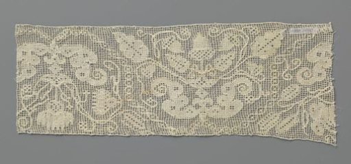 Strip of lace embroidery with oak leaves and acorns