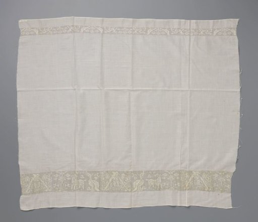 Batiste Tablecloth with Lace Embroidery Borders with Birds and Mammals