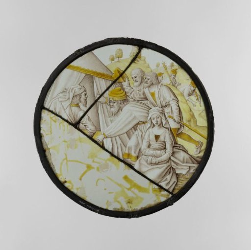Pane with a depiction of Rachel and Laban