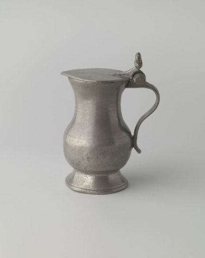 Pear-shaped tin ewer with lid
