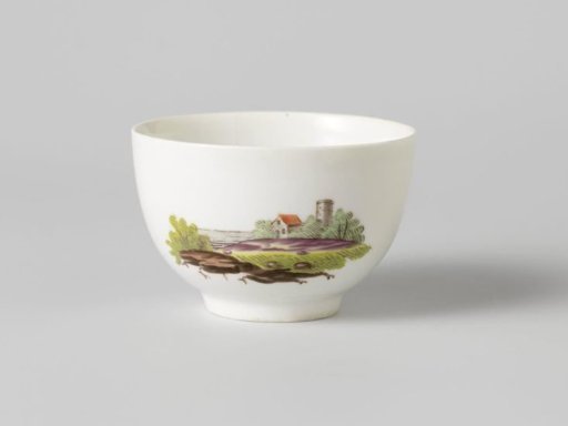 Cup with multicolored landscape