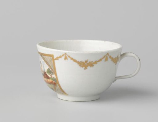 Cup with a water landscape and garlands