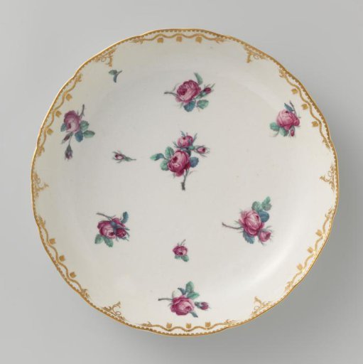 Dish, painted with scattered roses