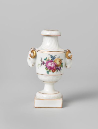 Vase Decorated with Flower Bouquets and Ram's Heads