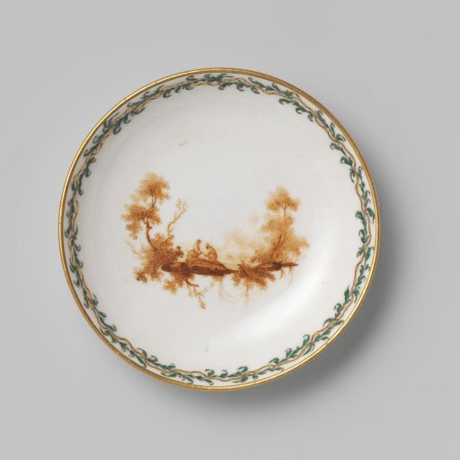 Dish, painted with figures in landscapes