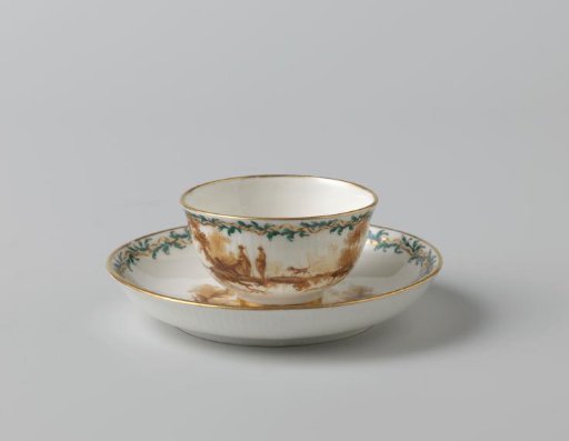 Plate, painted with figures in landscapes
