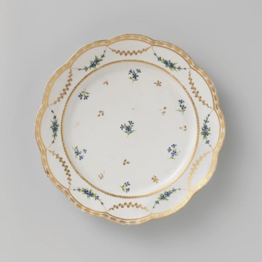 Painted dish or plate of painted porcelain
