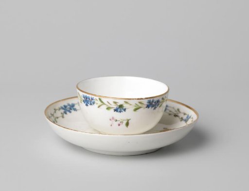 Cup without handle and saucer of porcelain