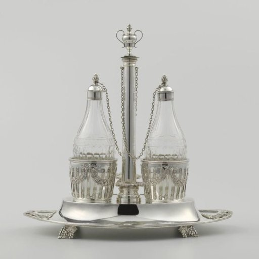 Bottle belonging to an oil and vinegar set consisting of two bottles and a holder