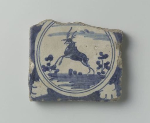 Tile with a leaping deer