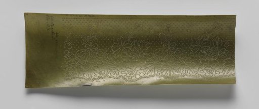Pricking pattern for a strip of bobbin lace on green parchment