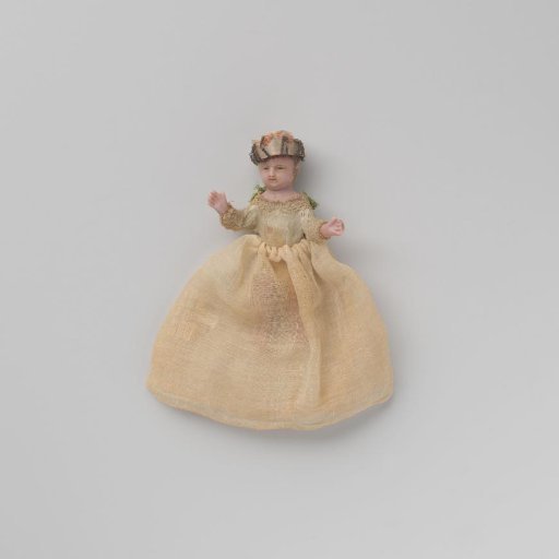 Doll, representing a baby in a cradle
