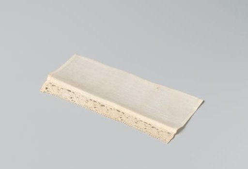Cupboard cloth of linen, with a strip of bobbin lace on the front