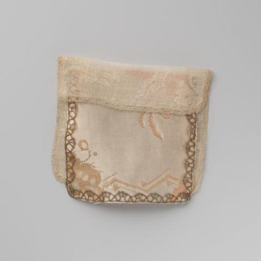 Spread of pink silk with floral motif, trimmed with gold thread