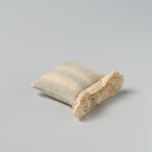 Cushion of blue linen and white cotton