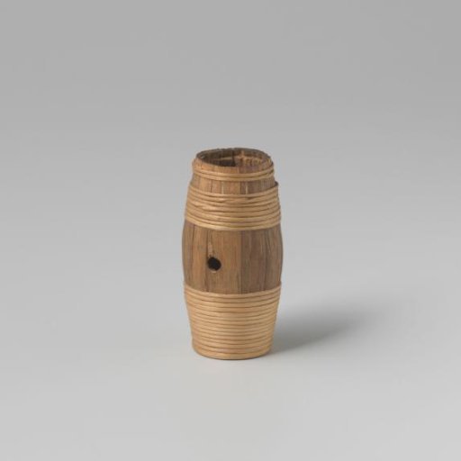 Cask of oak and mother-of-pearl, depicting a smoking peasant
