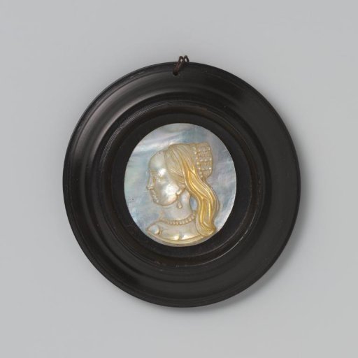 Mother-of-pearl relief with portrait of a man