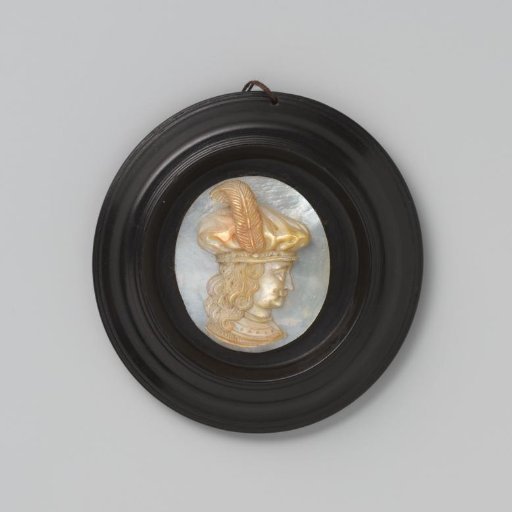 Mother-of-pearl relief with portrait of a woman
