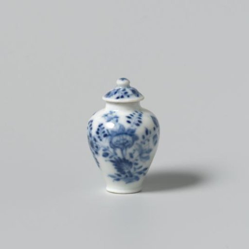 Vase with lid, painted with plants and an insect