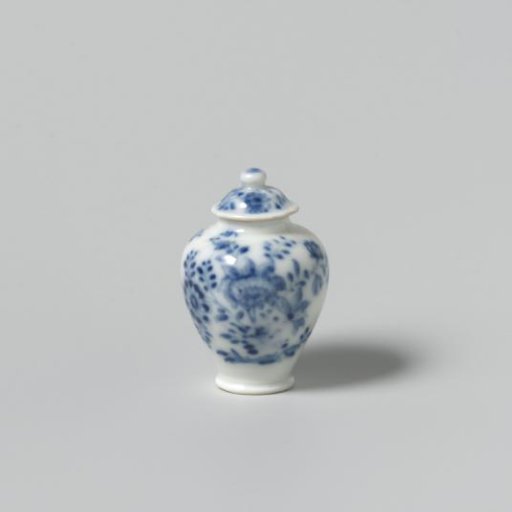 Vase with lid, painted with plants and an insect