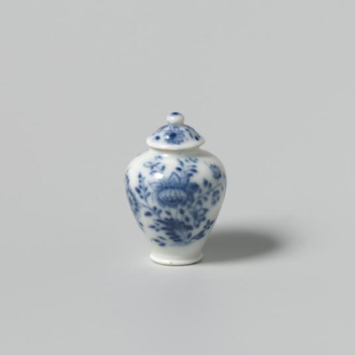 Vase with lid, painted with plants and an insect