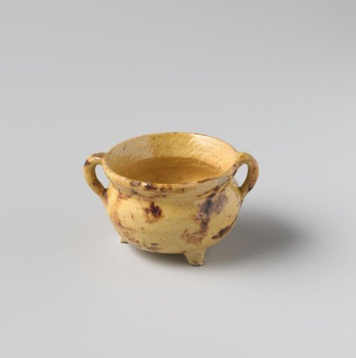 Cooking Pot on Three Legs, with Projecting Spout and Two Ears