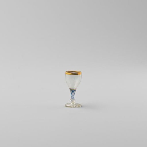 Spiral glass, with stem featuring white and blue spirals