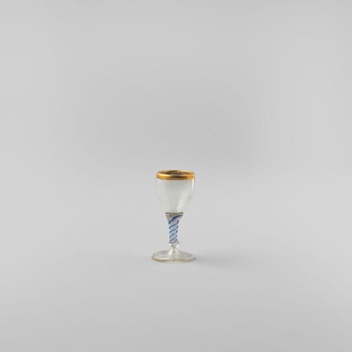 Spiral glass, with stem featuring white and blue spirals