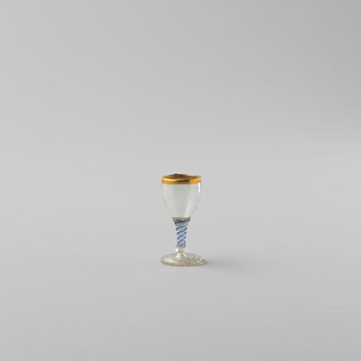 Spiral glass, with stem featuring white and blue spirals
