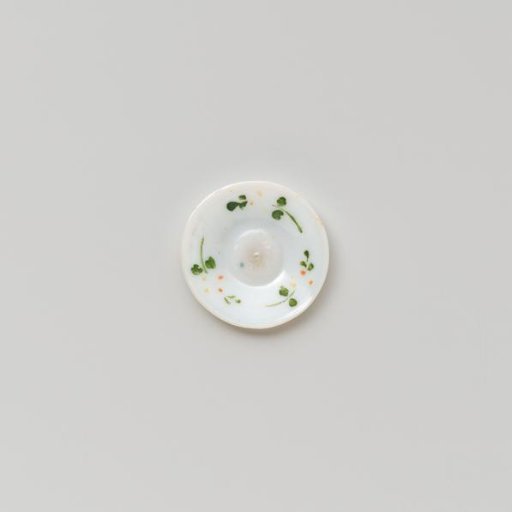 Plate, painted with flowers in white, green and red