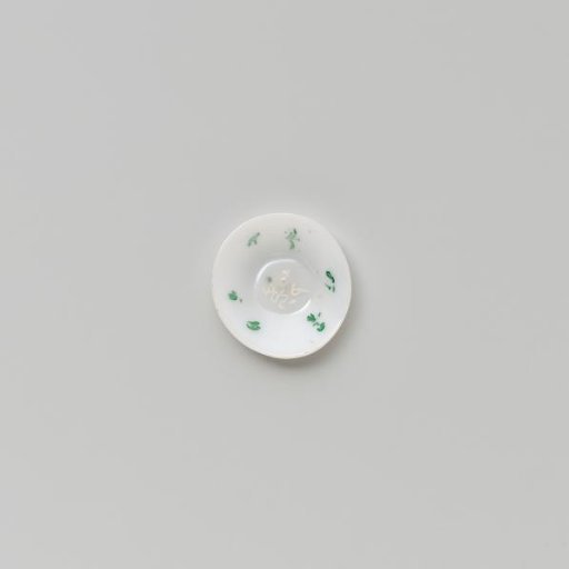 Plate, painted with flowers in white, green and red