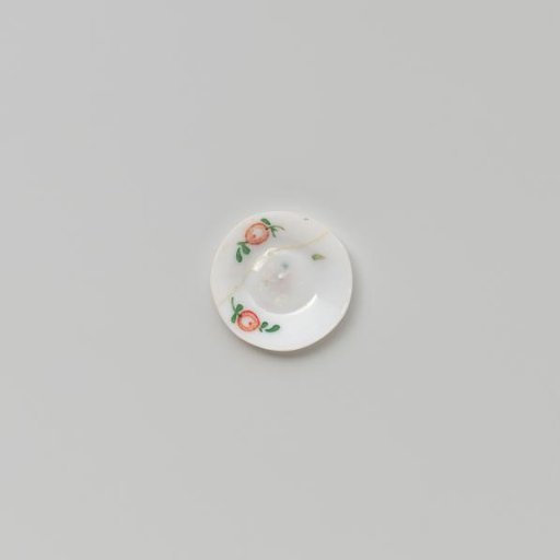 Plate, painted with flowers in white, green and red