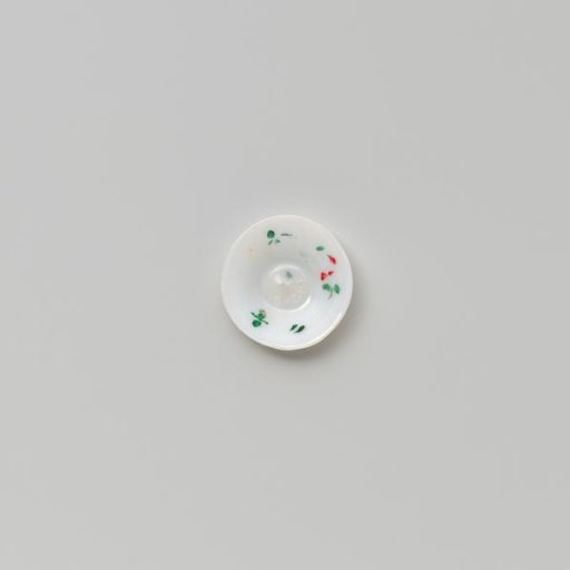 Plate, painted with flowers in white, green and red