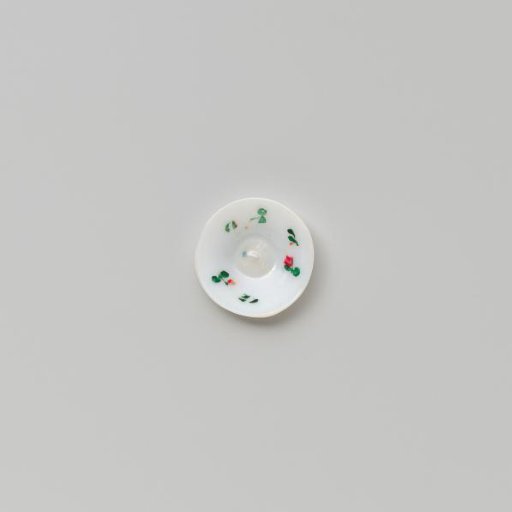 Plate, painted with flowers in white, green and red